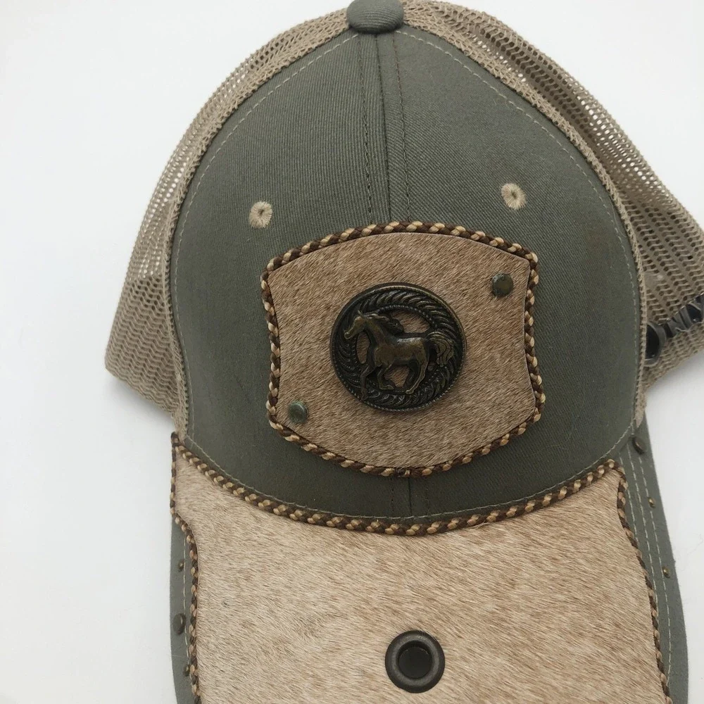 Somher Only Baseball Hat Womens Snap Back Cowhide Brim Used Green Brown Preowned
